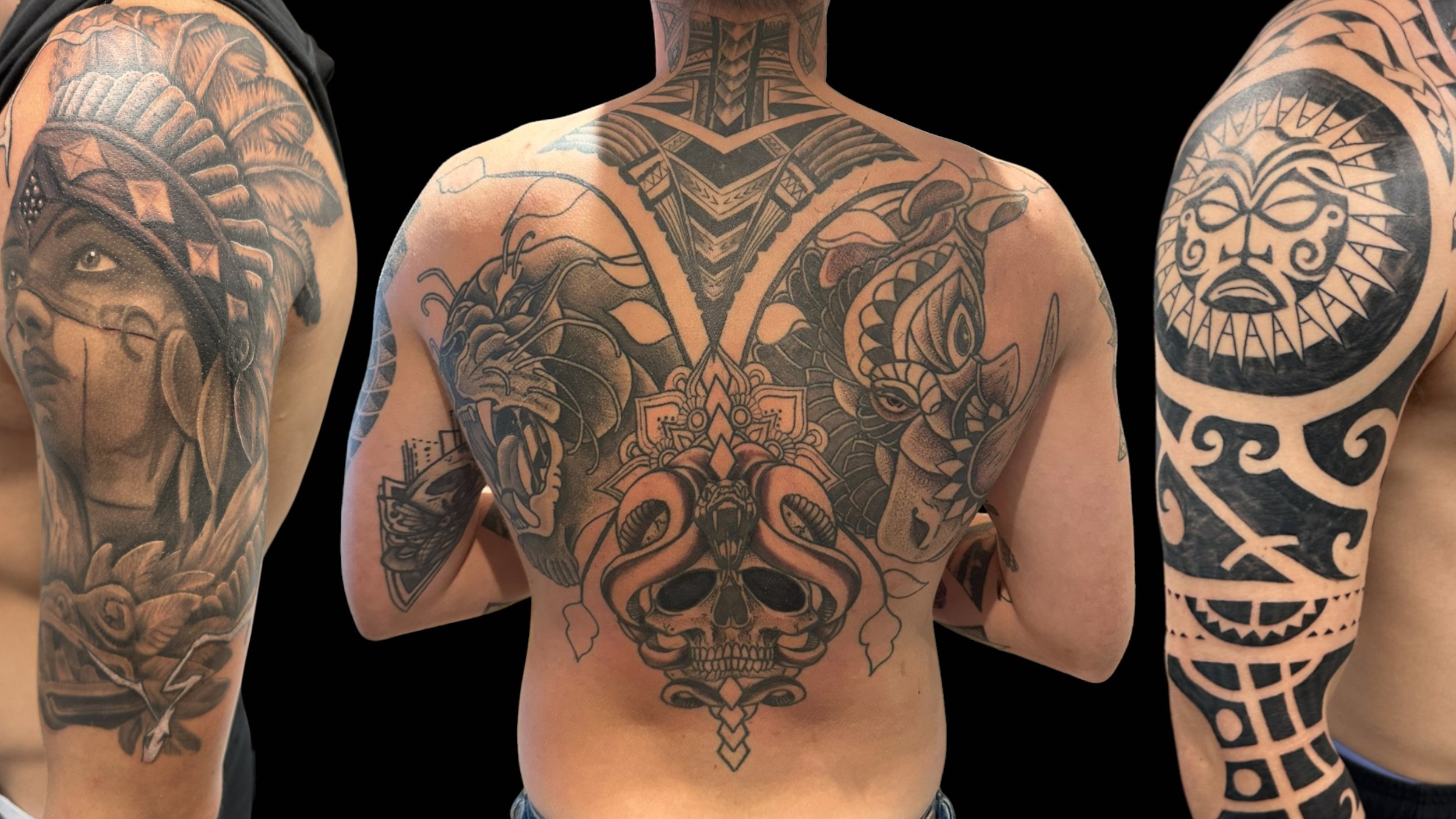 Tattooed man posing in the BcS Tattoos studio